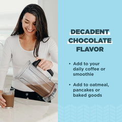 Ancient Nutrition chocolate collagen blended into coffee for a smooth drink