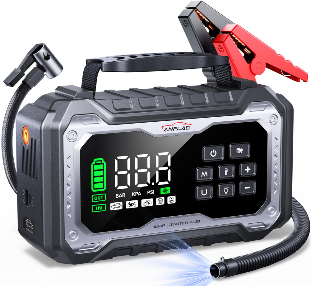 ANFLAG AG10 front panel showing ports and handle for quick access and portability