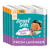 Angel Soft front packaging showing 48 mega rolls and brand benefits