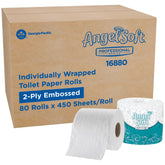 Angel Soft Professional front packaging showing bulk case for efficient storage