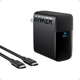 Anker charger front view showing compact design and power port, ideal for travel