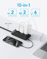 Anker flat plug and five-foot cord shown to improve placement and reduce obstruction