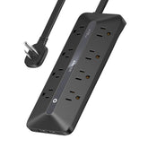 Anker power strip front view showing outlets and ports for organized charging