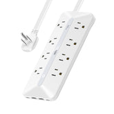 Anker power strip front view showing outlets and USB ports for organized charging