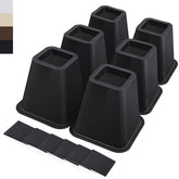 ANNKUT front view of six black bed risers showing stacked pack and fit benefit