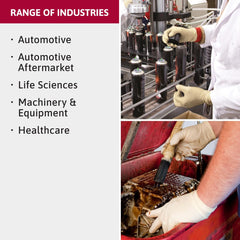 Ansell Microflex glove in use during automotive repair demonstrating secure handling