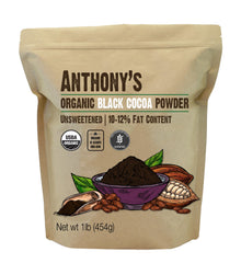 Anthony's front packaging showing organic black cocoa, clear product identity and benefit