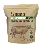 Anthony's front packaging showing 1 lb tub and clear product identity, easy pantry storage