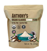 Anthony's organic almond flour front packaging shows product benefits