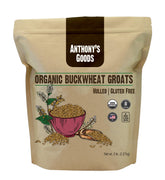 Anthony's front package of hulled buckwheat groats showing organic seal and bag design