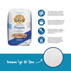 Antimo Caputo closeup label highlighting blue pack and Italian milling quality advantage