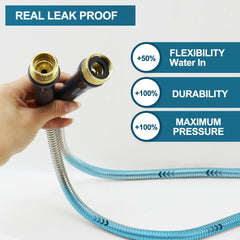 AnyEasy brass fittings detail highlighting leak-free, strong connection benefit