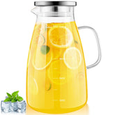 Aofmee front view of glass pitcher showing clear design and large capacity benefit