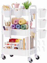 Aofure front view showing three white metal tiers and neat organization benefit