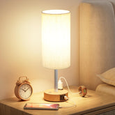 aooshine front view lamp on showing warm glow and neat bedside benefit