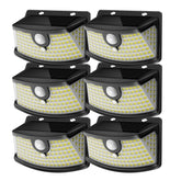 Aootek front view of six solar motion lights showing compact design and benefits