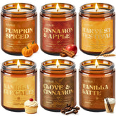 AOOVOO front view of six fall candles set showing seasonal presentation and cozy ambiance