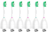 Aoremon front packaging showing six replacement toothbrush heads and caps for easy storage