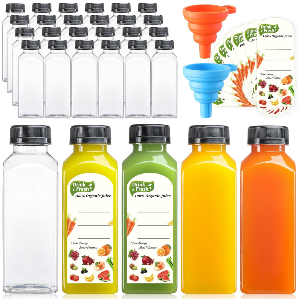 AOZITA front view of 24-pack bottles showing clear PET and included caps, ideal for bulk storage