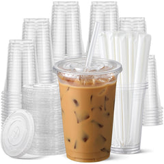 AOZITA front pack showing 24 oz cups, lids and straws, clear presentation benefit