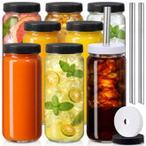 AOZITA front packaging showing eight 16oz glass bottles and lids for organized storage benefits