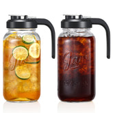 AOZITA front view of glass pitcher showing clear 64oz body and lid, ideal for serving