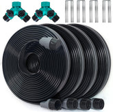Apgooface front view of 25 ft sprinkler hose section showing compact package and benefit of easy setup