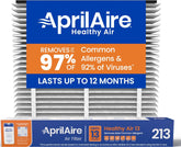 AprilAire 213 front packaging showing product and fit benefits