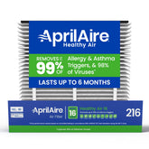 AprilAire 216 front packaging showing model and size for accurate replacement