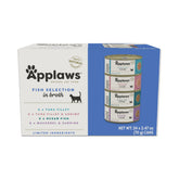Applaws front packaging showing 24-can fish variety and clear ingredient list benefits
