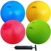 AppleRound front packaging showing four multicolor balls and included pump, ready to store