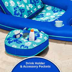Aqua LEISURE attachable caddy and oversized cupholder keeping drinks and snacks close