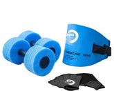 Aqua LEISURE front packaging showing full six-piece water fitness set benefits
