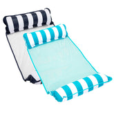 Aqua LEISURE two-pack front view showing light blue and navy stripe floats, easy selection benefit