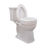 AquaSense front view of raised toilet seat showing secure fit and comfort