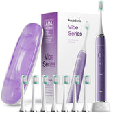 Aquasonic satin violet handle front view showing sleek design and powerful cleaning