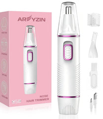 AREYZIN front view of pink rechargeable trimmer showing compact design and button benefit
