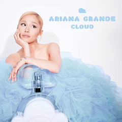 Ariana Grande Cloud on vanity with soft textiles conveying a cozy, uplifting mood