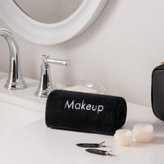Arkwright embroidered makeup motif detail showing stylish finish and gift-ready appeal