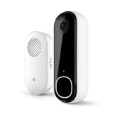 Arlo front view of doorbell showing camera and button for clear visitor identification