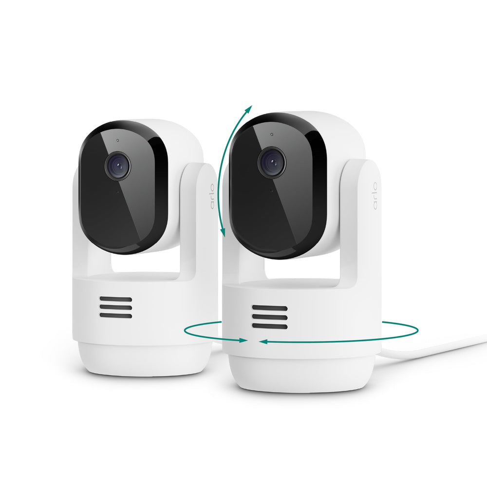 Arlo Essential front view showing camera design and clear 2K lens for better monitoring