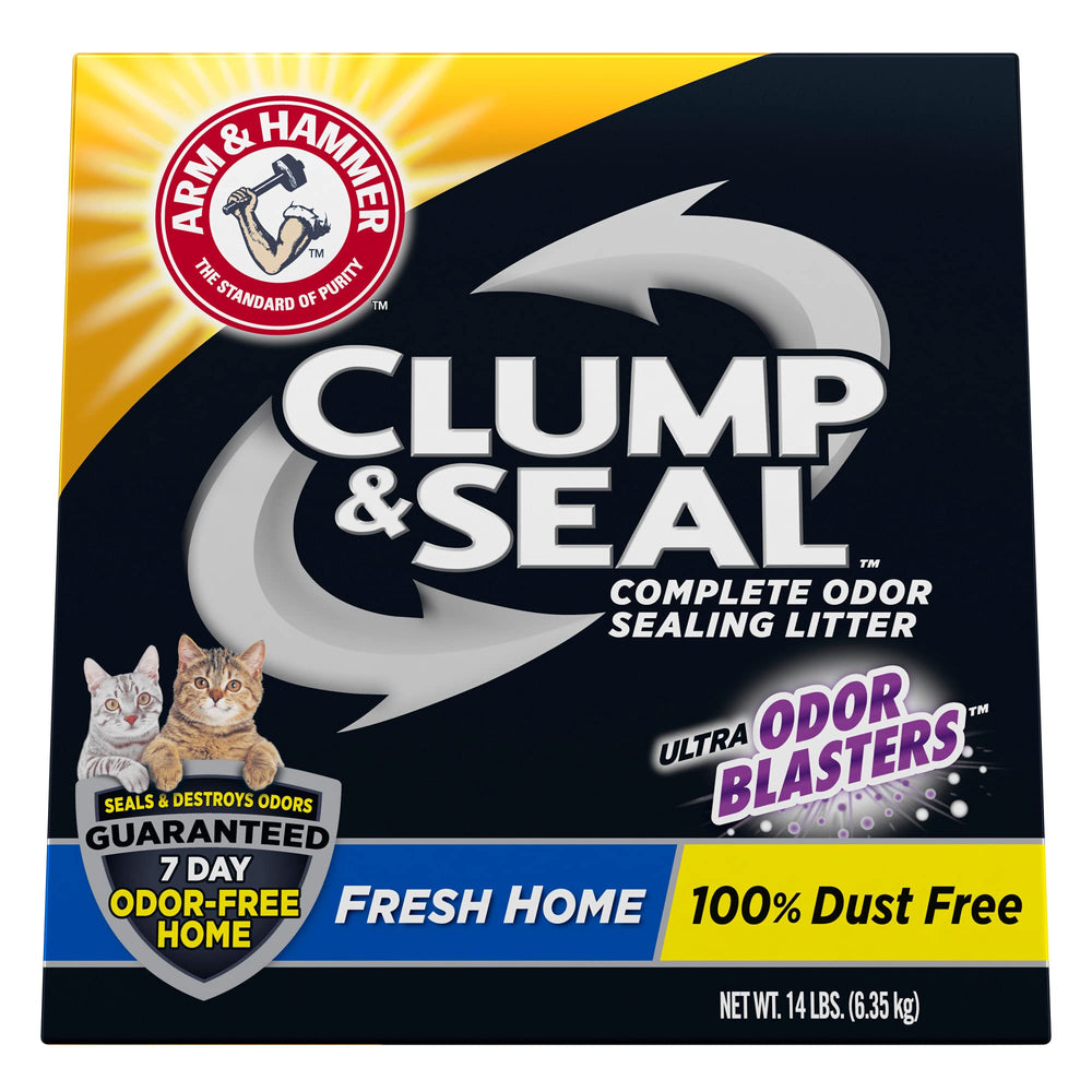 arm & hammer front packaging showing 14 lb bag and fresh scent benefit
