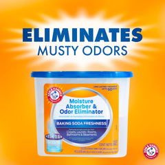 Arm & Hammer tub placed in a closet demonstrating odor prevention benefit
