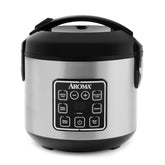 AROMA front view of ARC-914SBD showing digital controls and stainless steel benefit easy programming