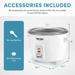 AROMA rice cooker on kitchen counter demonstrating compact footprint and convenience