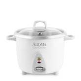 AROMA front view of cooker showing controls and polished housing, reliable countertop convenience