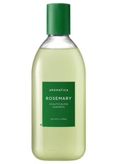AROMATICA front bottle shot showing clean rosemary shampoo packaging and daily use benefit