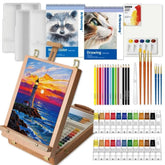 Artbreezing wooden easel box closed for portable studio and neat storage
