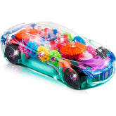 ArtCreativity transparent car front view showing colorful gears and LEDs
