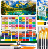ARTISTRO open case showing 100 color pans and easy access, ideal for travel